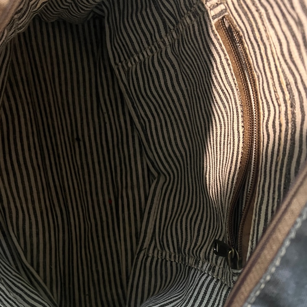 Myra Bag Brown and Tan Canvas Bicycle Tote - Picture 4 of 6